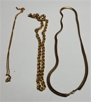 3- 22" Gold Color Necklaces