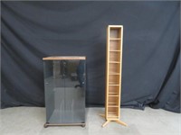 WOODEN RECORD CABINET & WOODEN CD RACK
