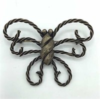 Twisted Pewter Tone Butterfly 3” Brooch