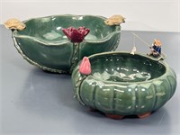 Ceramic Turtle & Fisherman & Rose Asian Bowls