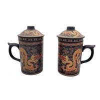 Painted Dragon Clay Tea Infuser Mug Tea Set