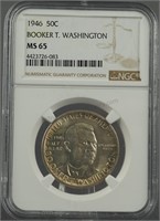 1946 Booker T. Washington MS 65 Silver Half Dollar