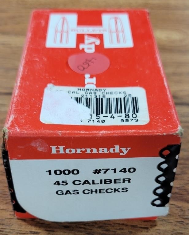 BOX OF HORNADY 45 CALIBER GAS CHECKS