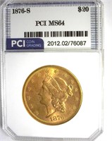 1876-S Gold $20 MS64 LISTS $47500
