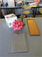 7 Piece Tea Set, Wood Tray & Stand