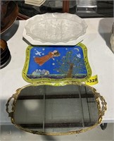 Assorted Lot Platters, Mirror & Christmas