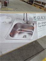 Glacier Bay 25" single bowl top mount sink