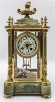 Green Onyx Antique Clock - Movement sgd. Tiffany.