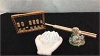 Milk Glass  Hands, Abacus, Ruler & Mouse V12D