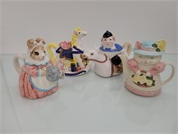 4pc Grouping Figural Teapots