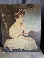 Antique Paint by Numbers Portrait of Girl