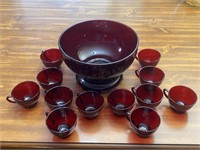 Ruby Red Bowl & Cups