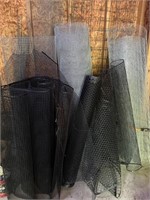 Several Rolls of Metal and Plastic Mesh