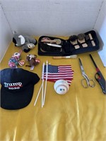 Trump hat, shoe shine kit, major league ball