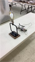 Lamp with wooden stand