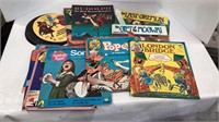 Vintage children’s books and 45 RPM records,