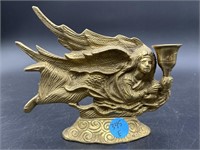 HEAVY BRASS ANGEL CANDLE HOLDER