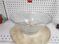 Large Pressed Glass Punch Bowl