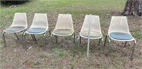 6 Metal Base, Hard Plastic Chairs