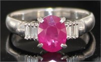 Platinum 1.72 ct Brilliant Ruby & Diamond Ring