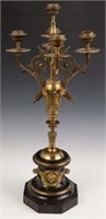 Victorian Bronze and Marble 5-Light Candelabrum.