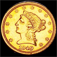 1849 $2.50 Gold Quarter Eagle CLOSELY UNC