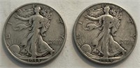 (2) Walking Liberty Half Dollars