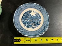 Currier and Ives blue royal 3 small plates