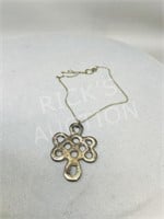 Tibetan brass endless knot pendant & chain