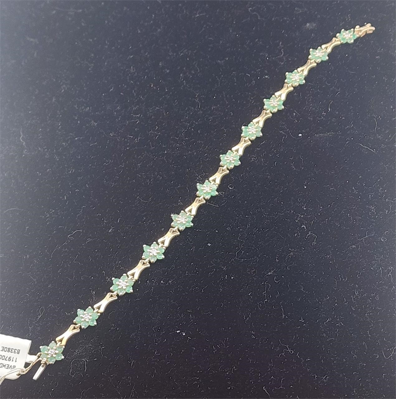 10k Gold Emerald Bracelet NWT