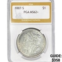 1887-S Morgan Silver Dollar PGA MS62+