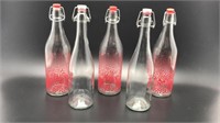 5 Glass Bottles W/ Wire Closure Corks