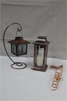 Copper lot, tealight candle holder on stand, 14",