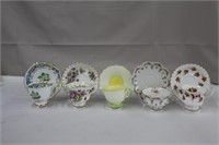 Five bone china teacups & saucers including