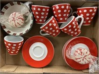 Miniature Cups And Saucers, Candles, Pitcher,
