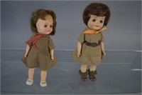 (2) 8" Effanbee Brownie Fluffly Dolls 1964