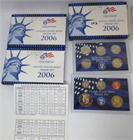 3 - 2006 US Proof sets w/5 state quarters