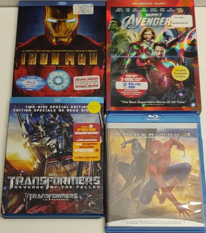 Bluray Movies incl Iron Man, Transformers