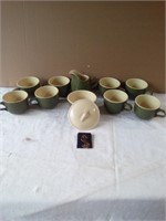 (8) Cups with Sugar & Creamer Bowls