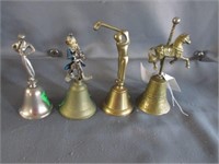 Metal bells, 3 brass, silver tone matador
