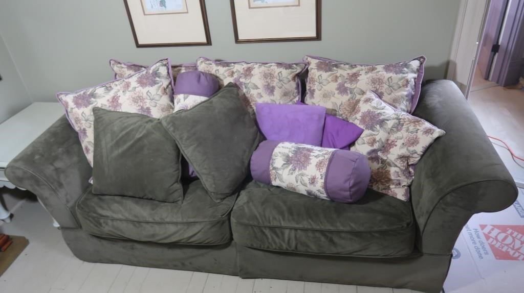 Sofa-84" L w/numerous Cushions & Pillows