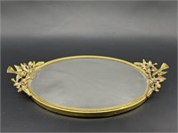 Vintage Gilt Brass Mirrored Vanity Plateau