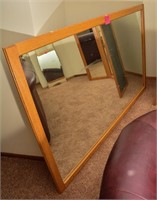 Large oak trimmed mirror - great on wall/bath/
