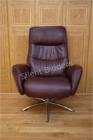 Leather Swivel Chair and Ottoman