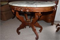 Vintage Carved Rose Mahogany Marble Top