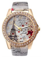 Paris themed watch diamond face