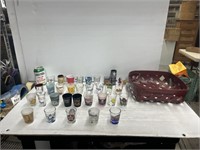 Bin of Decorative and collectable shot glasses