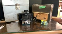 Polaroid Camera with Case, Metal Box