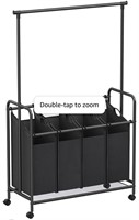 $109) SONGMICS 4-Section Laundry Sorter, Rolling