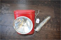 Antique Train Lantern & Ray-O-Vac Flashlight